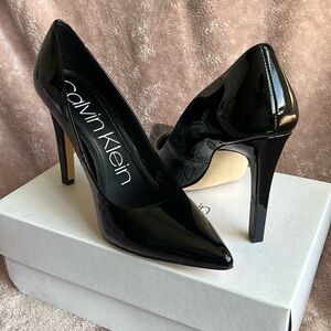 Calvin Klein Brady Patent Black Leather Pump